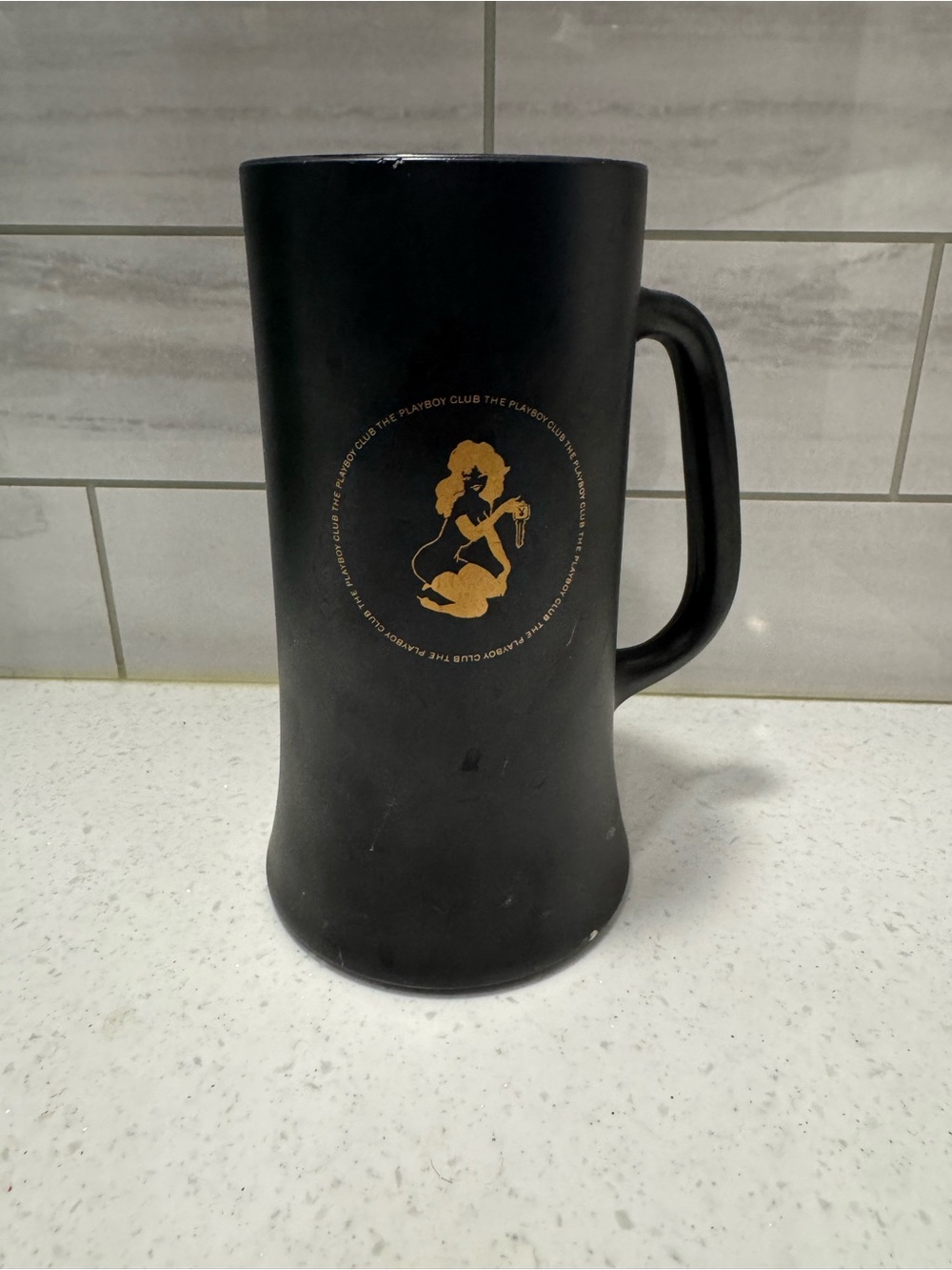 Vintage 1960-1970’s PLAYBOY Club Matte Black Mug with Gold Logo